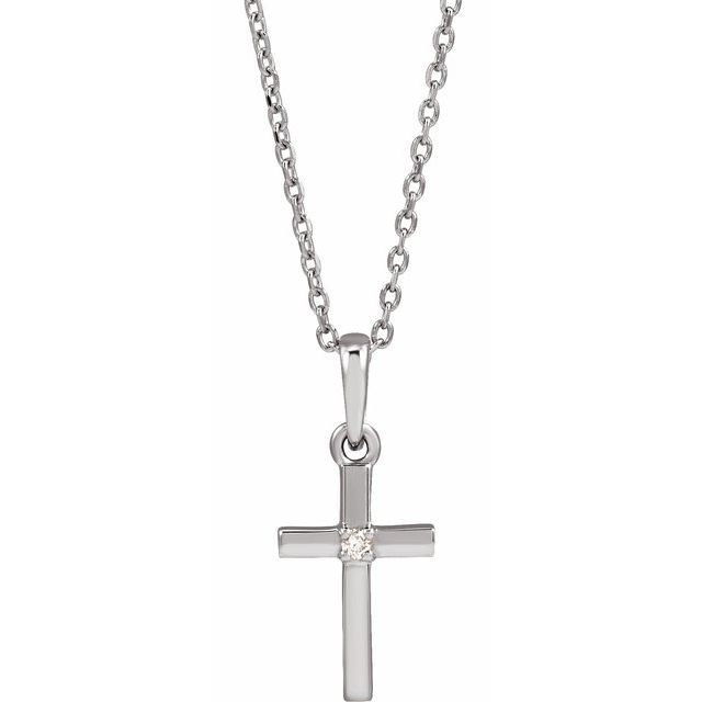 14K Yellow Gold 16-18" Natural Diamond Cross Necklace - Elegant Design