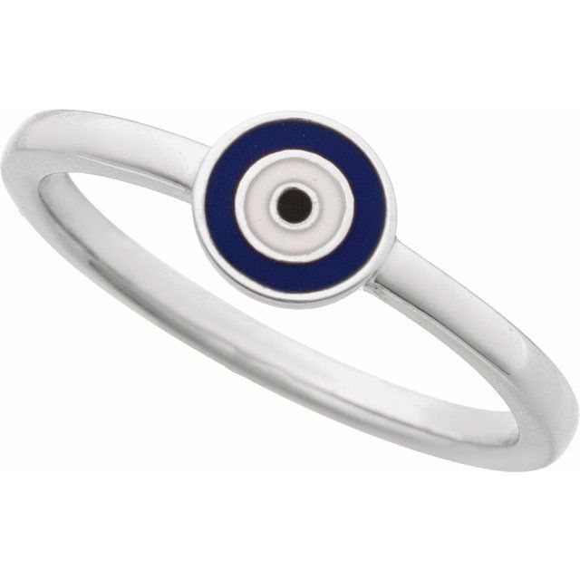 14K Gold Evil Eye Ring - Polished Design