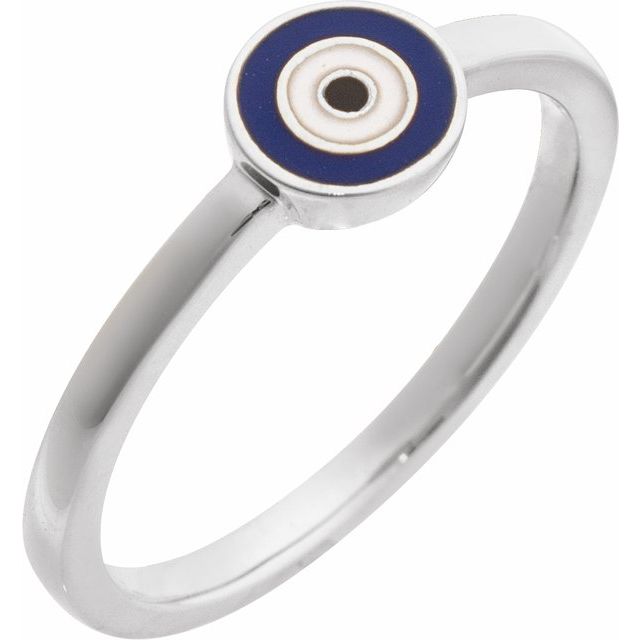 14K Yellow Gold Evil Eye Ring with Natural Diamonds