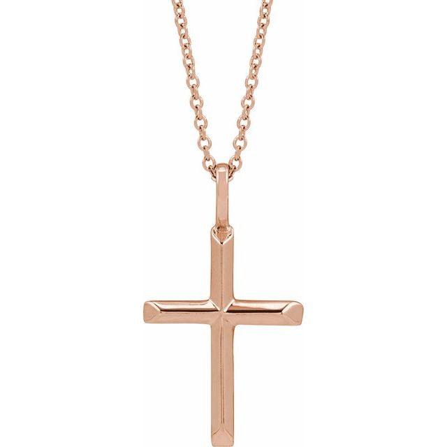 14K White Gold Knife-Edge Cross 16-18" Necklace