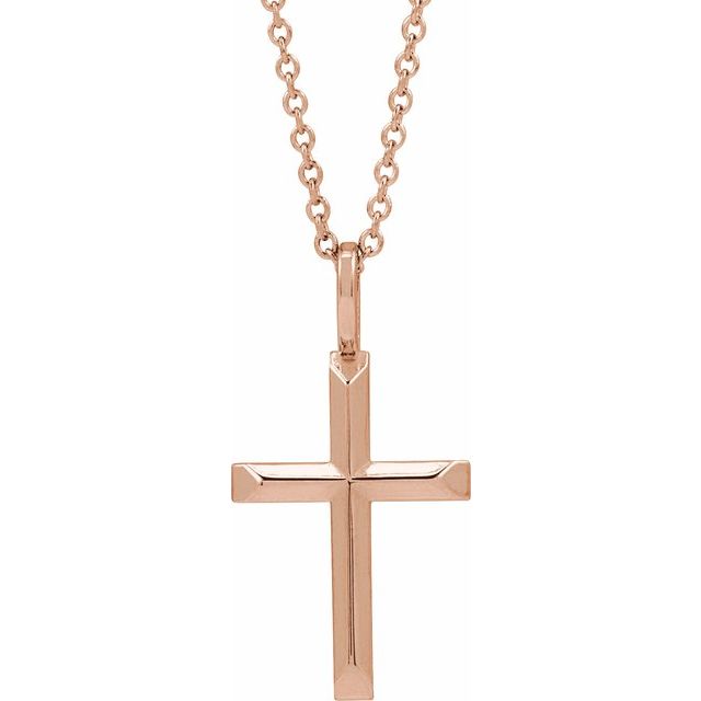 14K White Gold Knife-Edge Cross 16-18" Necklace