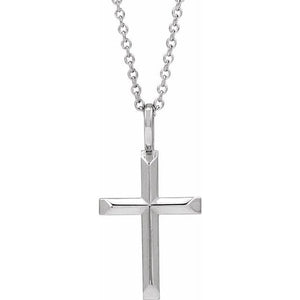 14K White Gold Knife-Edge Cross 16-18