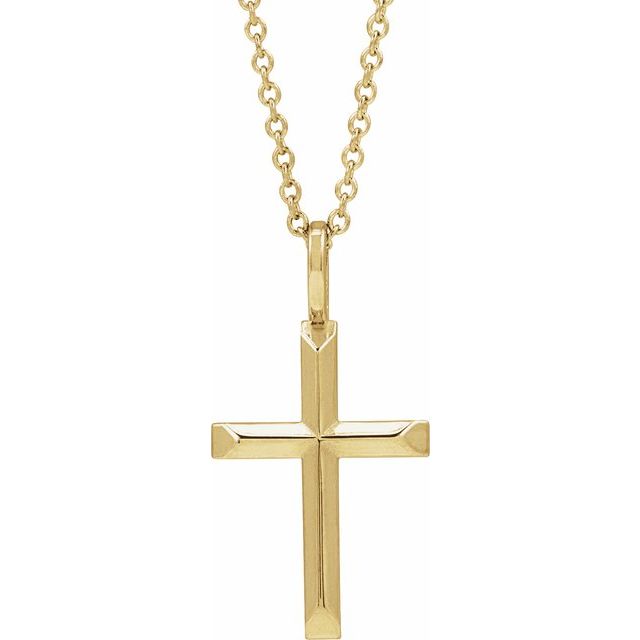 14K White Gold Knife-Edge Cross 16-18" Necklace