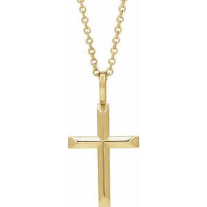 14K White Gold Knife-Edge Cross 16-18