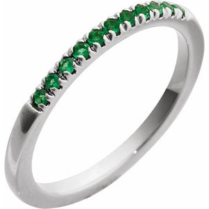 Lab-Grown Emerald, Ruby & Blue Sapphire Stackable Ring in 14K Gold & Silver