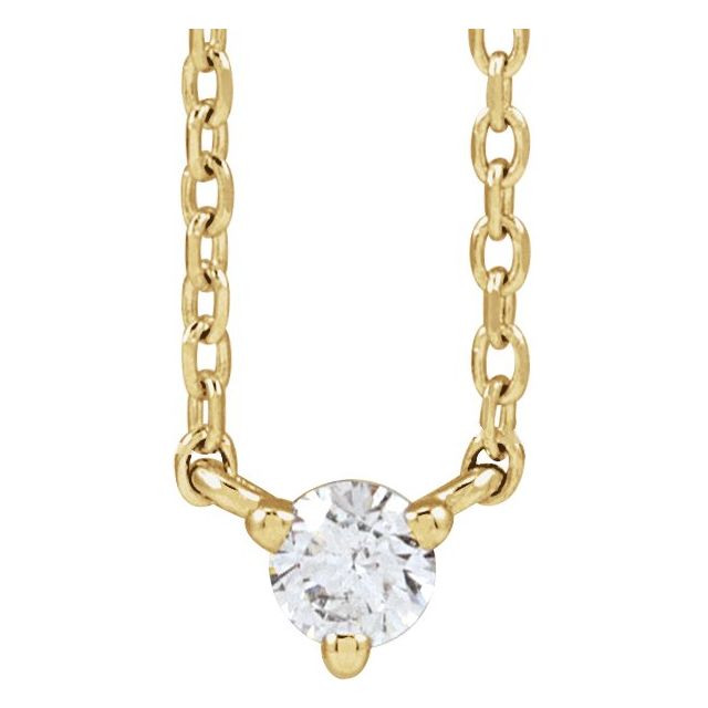 14K Yellow Gold 18" Necklace with 1/5 CT Natural Diamond Elegance