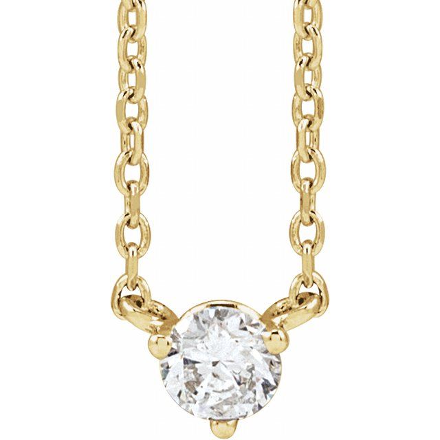 14K Yellow Gold 18" Necklace with 1/5 CT Natural Diamond Elegance