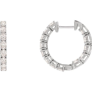 14K Yellow Gold 2 5/8 CTW Natural Diamond Inside-Outside Hoop Earrings