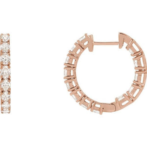 14K Yellow Gold 2 5/8 CTW Natural Diamond Inside-Outside Hoop Earrings