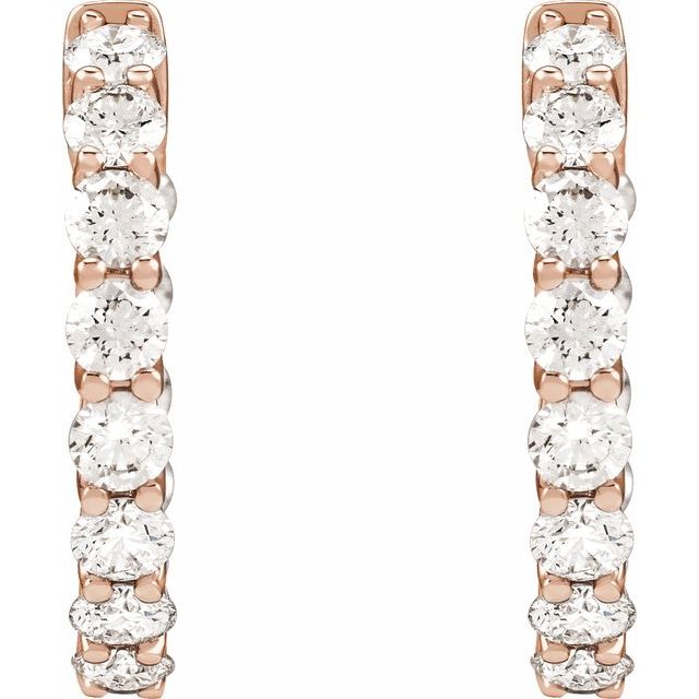 14K Yellow Gold 2.2 CTW Natural Diamond Inside-Outside Hoop Earrings