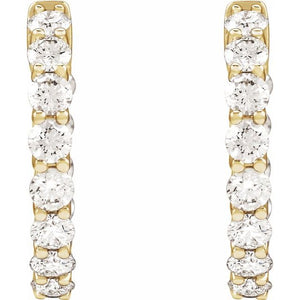 14K Yellow Gold 2.2 CTW Natural Diamond Inside-Outside Hoop Earrings