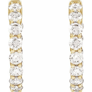 14K Gold Natural Diamond Inside-Outside Hoop Earrings