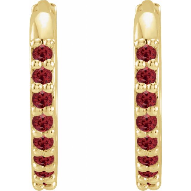 14K White Gold Lab-Grown Ruby 12.5 mm Hinged Hoop Earring