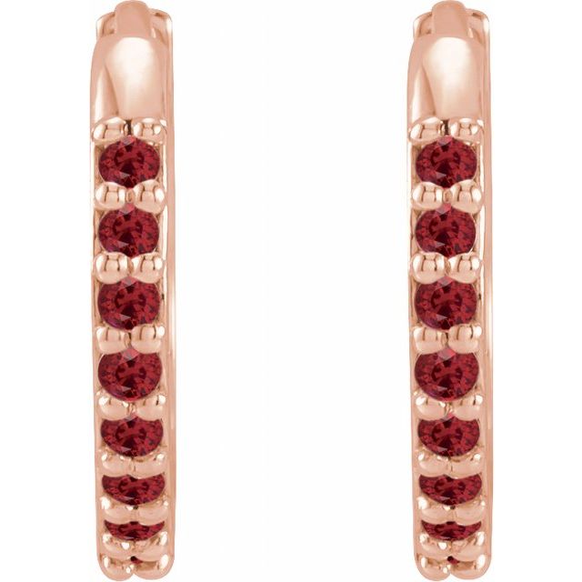 14K White Gold Lab-Grown Ruby 12.5 mm Hinged Hoop Earring