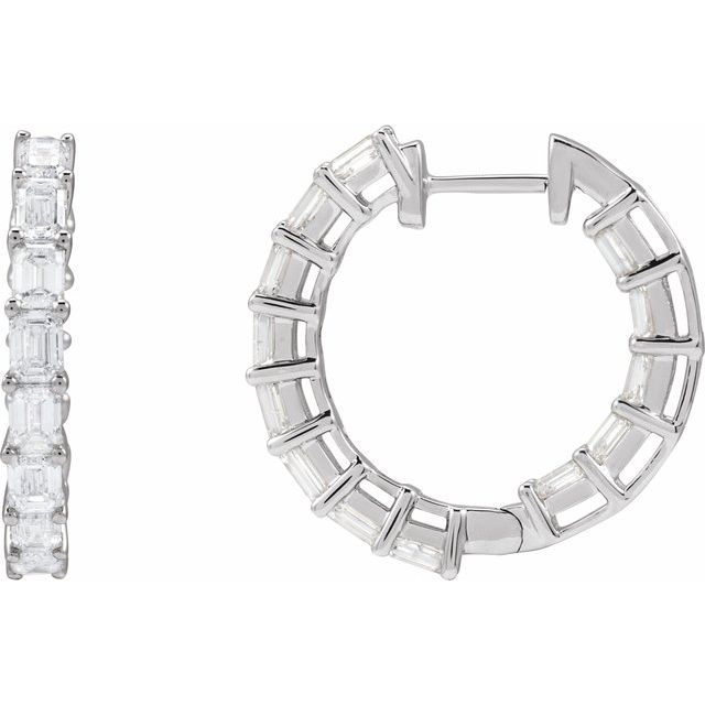 14K Gold Natural Diamond Inside-Outside Hoop Earrings