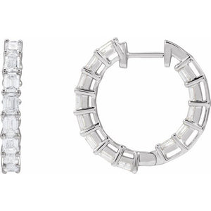 14K Gold Natural Diamond Inside-Outside Hoop Earrings
