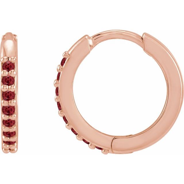 14K White Gold Lab-Grown Ruby 12.5 mm Hinged Hoop Earring