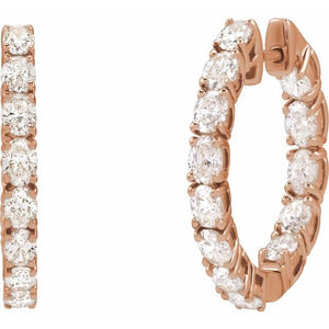 14K Yellow Gold 2 5/8 CTW Natural Diamond Inside-Outside Hoop Earrings
