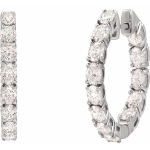 14K Yellow Gold 2 5/8 CTW Natural Diamond Inside-Outside Hoop Earrings