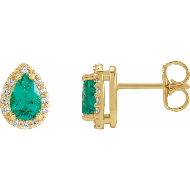 14K Gold Natural Diamond Halo-Style Basket Earrings