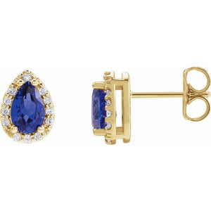 14K Gold Natural Diamond Halo-Style Basket Earrings