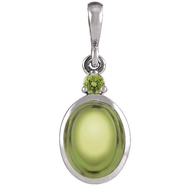 14K White Gold Natural Ethiopian Opal & Diamond Pendant - Bezel-Set