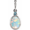 14K White Gold Natural Ethiopian Opal & Diamond Pendant - Bezel-Set