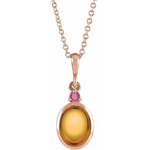 14K Gold Ethiopian Opal And Natural Diamond Bezel-Set Cabochon Pendant