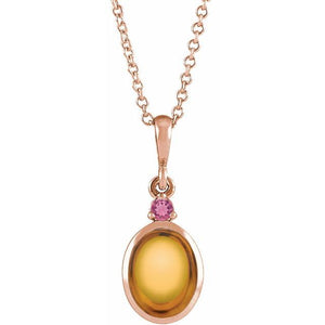 14K Gold Ethiopian Opal And Natural Diamond Bezel-Set Cabochon Pendant