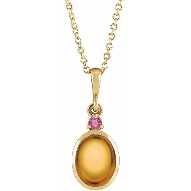 14K Gold Ethiopian Opal And Natural Diamond Bezel-Set Cabochon Pendant