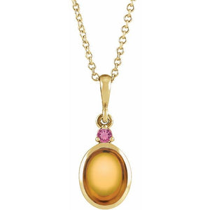 14K Gold Ethiopian Opal And Natural Diamond Bezel-Set Cabochon Pendant