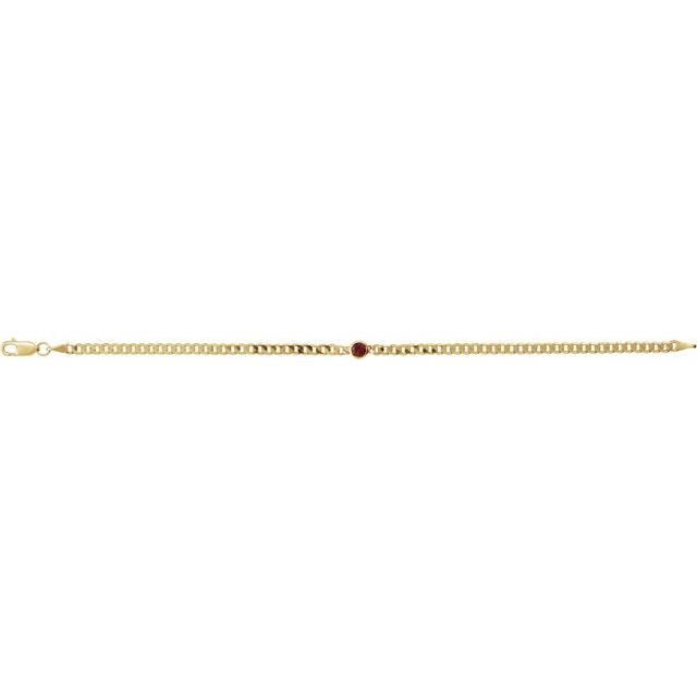 14K Yellow Gold, 7x5 mm Natural Diamond Link Bracelet - Elegant Design