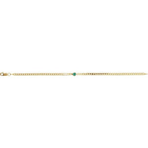 14K Yellow Gold, 7x5 mm Natural Diamond Link Bracelet - Elegant Design