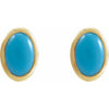 14K White Gold Natural Turquoise 5x3 mm Earrings - Elegant Design