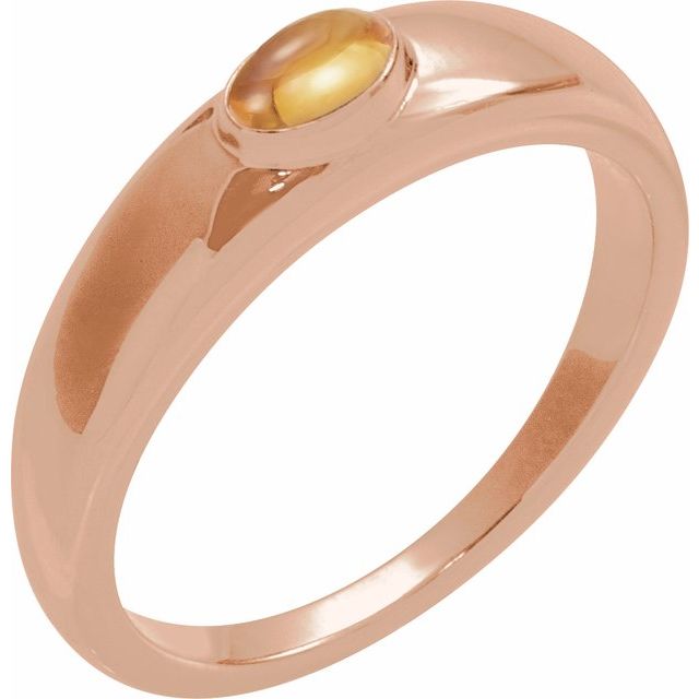 Elegant 14K Rose Gold Turquoise Cabochon Dome Ring