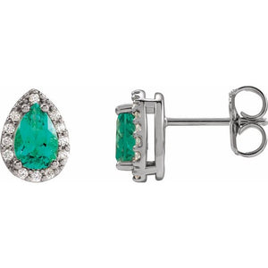14K Gold Natural Diamond Halo-Style Basket Earrings