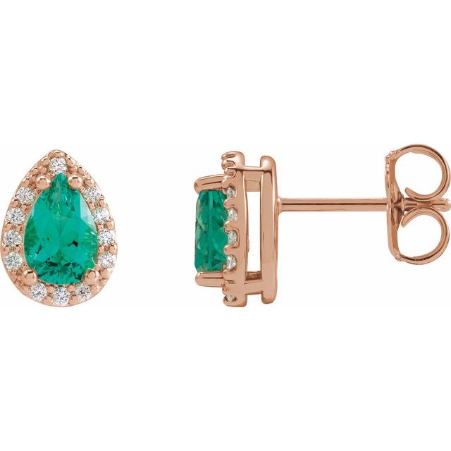 14K Gold Natural Diamond Halo-Style Basket Earrings