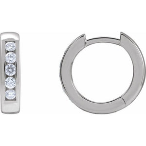 14K Gold Natural Diamond Hinged Hoop Earrings