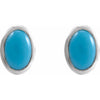 14K White Gold Natural Turquoise 5x3 mm Earrings - Elegant Design