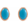 14K White Gold Natural Turquoise 5x3 mm Earrings - Elegant Design