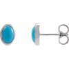 14K White Gold Natural Turquoise 5x3 mm Earrings - Elegant Design