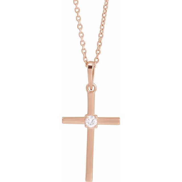 14K Yellow Gold 16-18" Natural Diamond Cross Necklace - Elegant Design