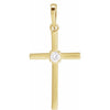 14K Yellow Gold .015 CT Natural Diamond Cross Necklace