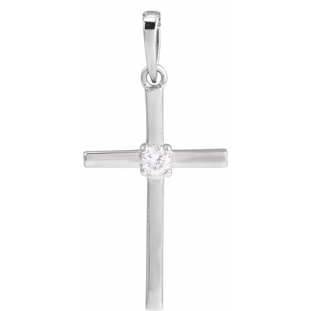 14K Yellow Gold .015 CT Natural Diamond Cross Necklace