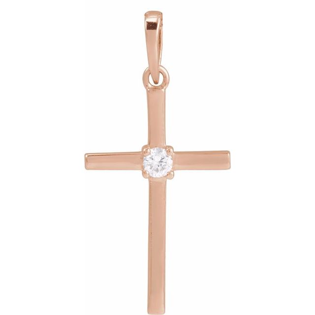 14K Yellow Gold .015 CT Natural Diamond Cross Necklace