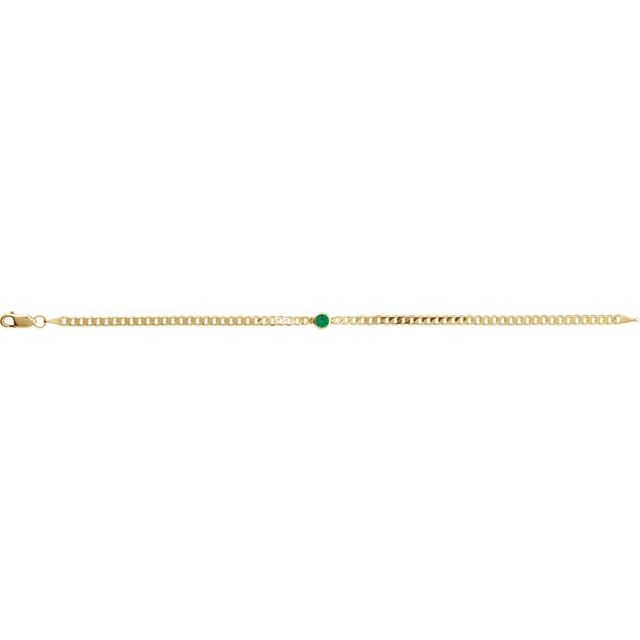 14K Yellow Gold, 7x5 mm Natural Diamond Link Bracelet - Elegant Design