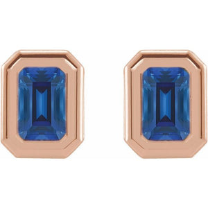 14K White Gold Black Onyx Solitaire Earrings with Emerald Accents
