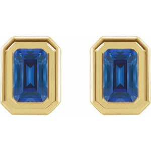 14K White Gold Black Onyx Solitaire Earrings with Emerald Accents