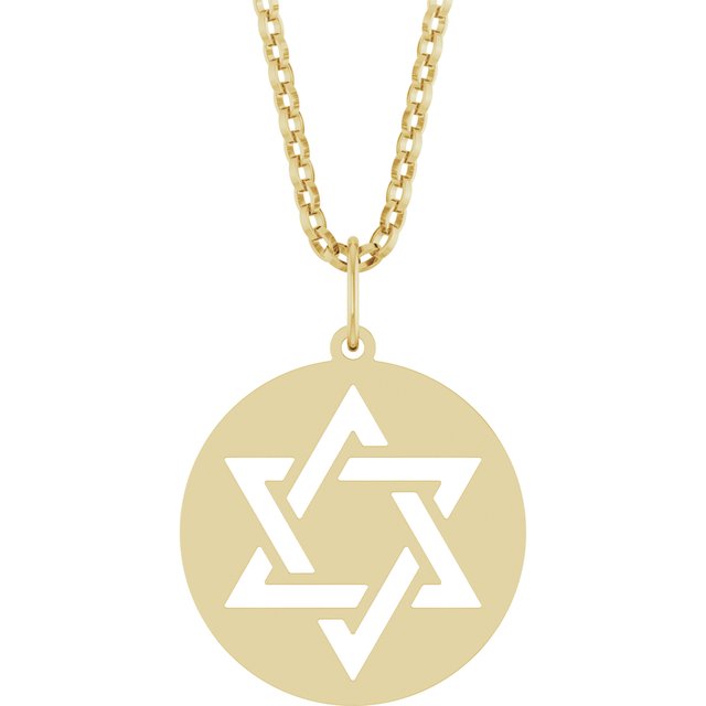 14K Yellow Gold, 20.3x15 mm Star of David Necklace – Elegant Design