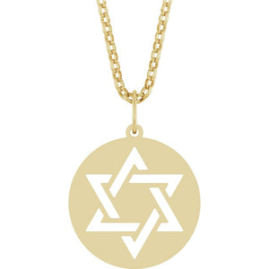 14K Yellow Gold, 20.3x15 mm Star of David Necklace – Elegant Design